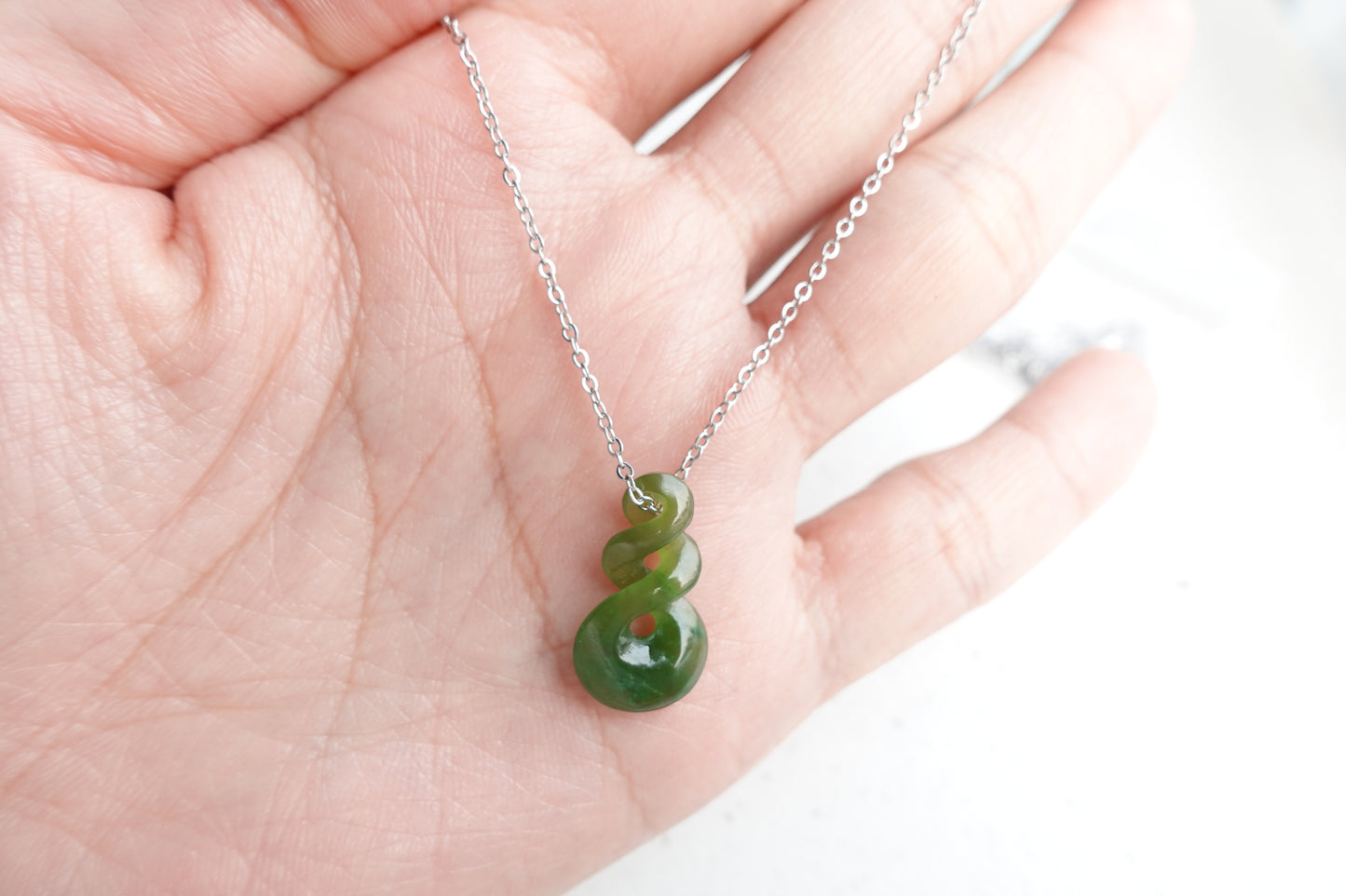 Natural Nephrite Jade - Double Twist Jade necklace