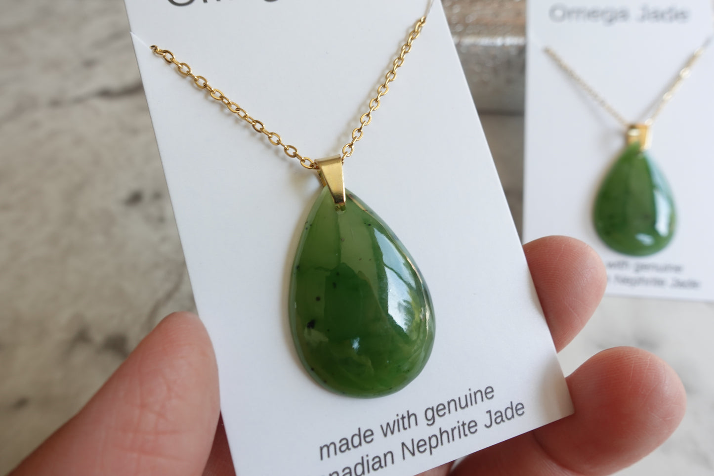 Natural Jade Drop pendant necklace