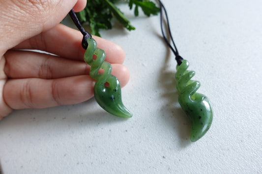 Jade Twist Pendant - Authentic Canadian Nephrite Jade pendant Gift for Her and Him