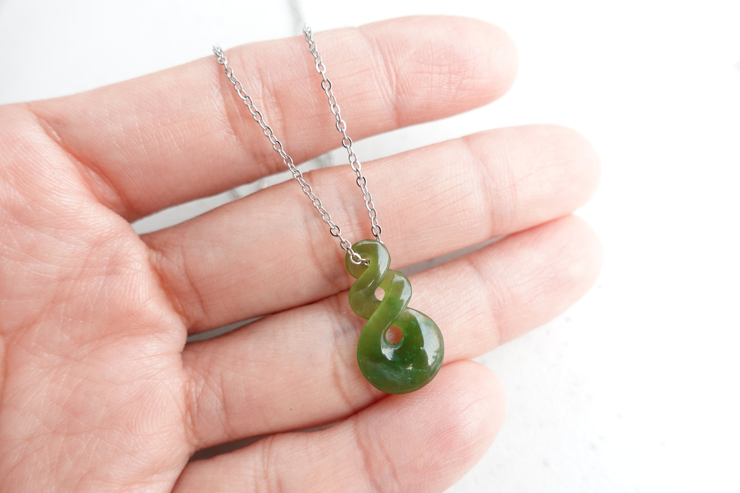 Natural Nephrite Jade - Double Twist Jade necklace