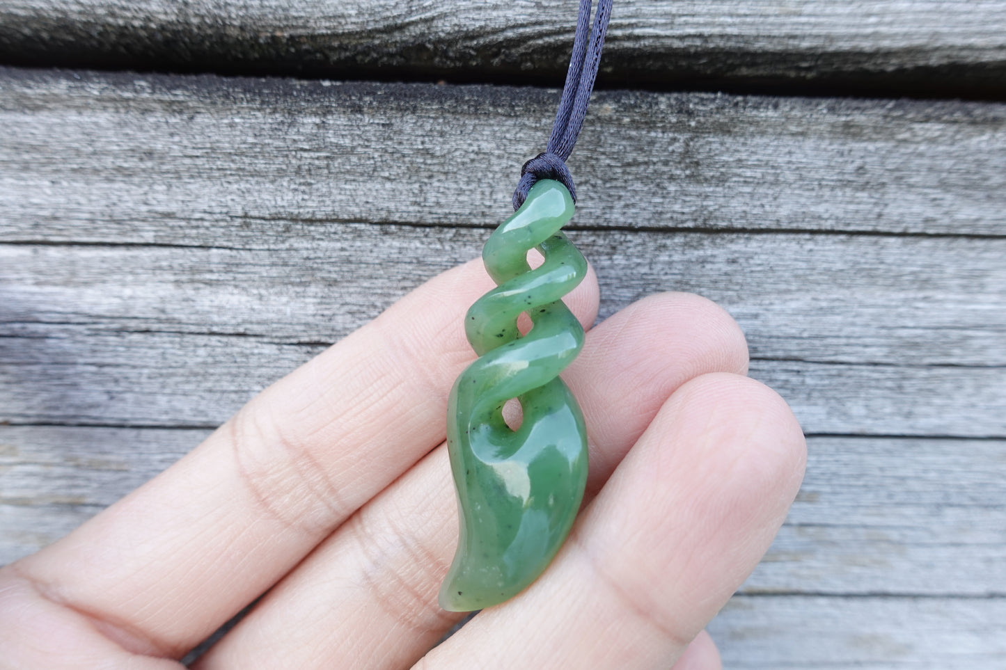 Jade Twist Pendant - Authentic Canadian Nephrite Jade pendant Gift for Her and Him