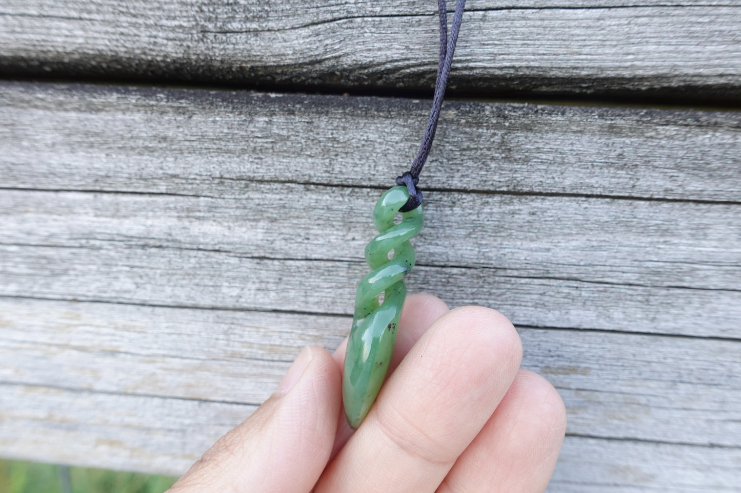 Jade Twist Pendant - Authentic Canadian Nephrite Jade pendant Gift for Her and Him