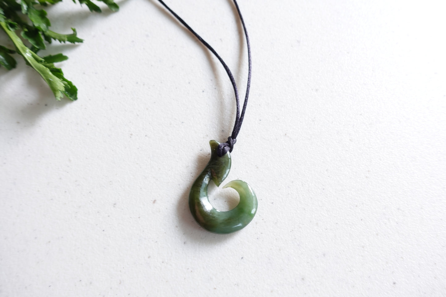 Jade Fish Hook pendant - Canadian Nephrite Jade pendant