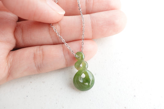 Natural Nephrite Jade - Double Twist Jade necklace