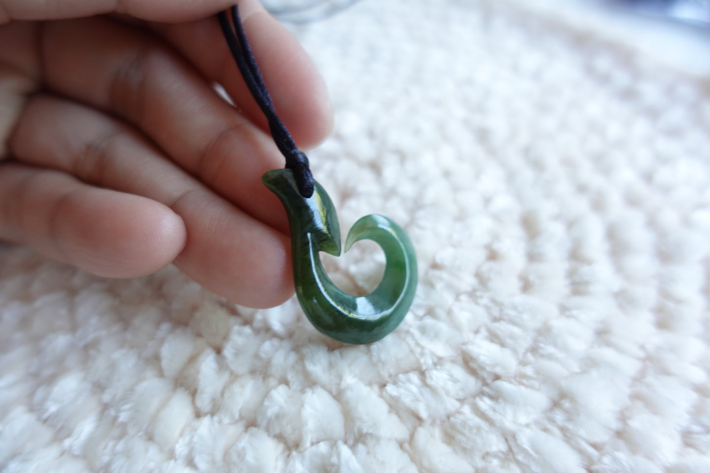 Jade Fish Hook pendant - Canadian Nephrite Jade pendant