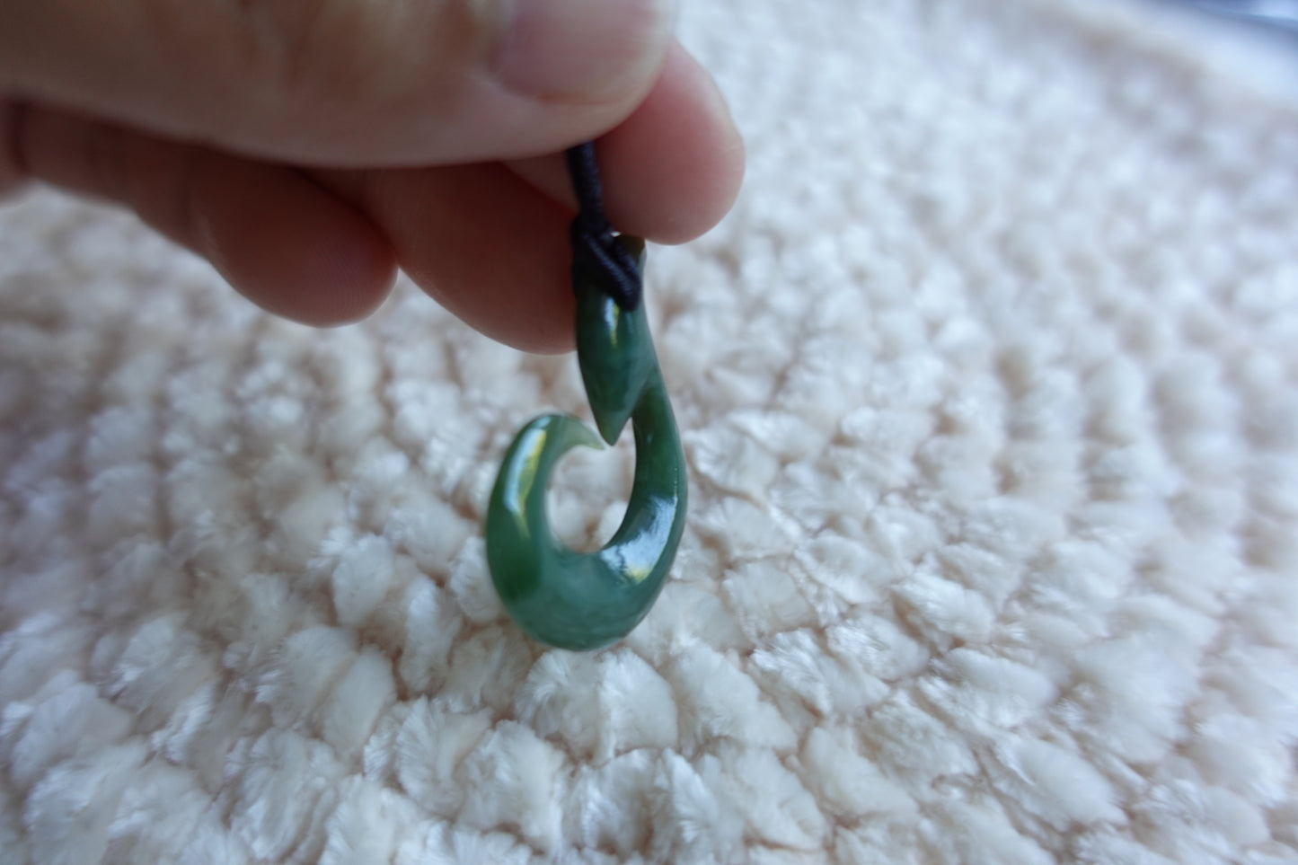 Jade Fish Hook pendant - Canadian Nephrite Jade pendant