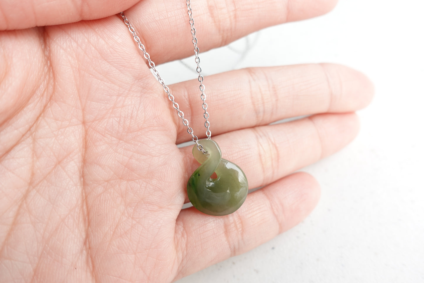 Hand carved Jade Twist pendant - Canadian Nephrite Jade