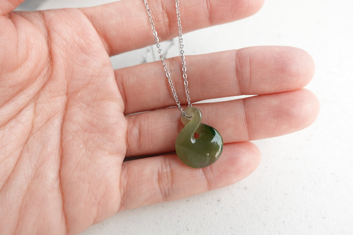 Hand carved Jade Twist pendant - Canadian Nephrite Jade