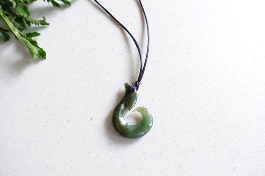 Jade Fish Hook pendant - Canadian Nephrite Jade pendant